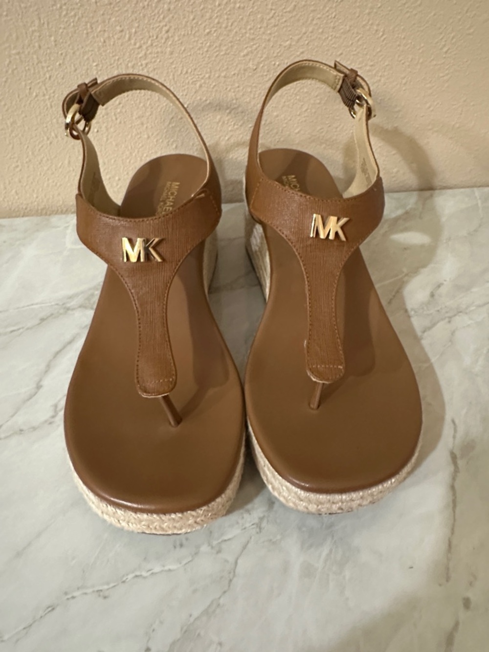 Michael Kors Tan Leather Espadrille Wedge Sandals. NWOTs Size 8.5. Amazing 🤩 - Picture 6 of 6
